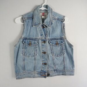 Vintage‎ 90's Levi's White Tab Womens Denim Vest Light Wash Button Up Size M